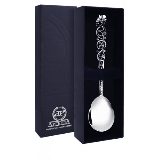 Ложка чайная из серебра с чернением 