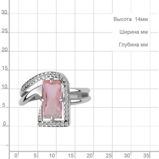 Кольцо из серебра с морганитом и фианитами