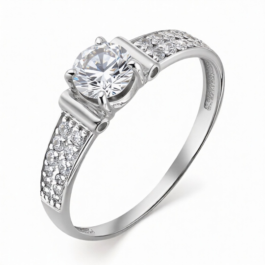 Кольцо из белого золота со Swarovski Zirconia