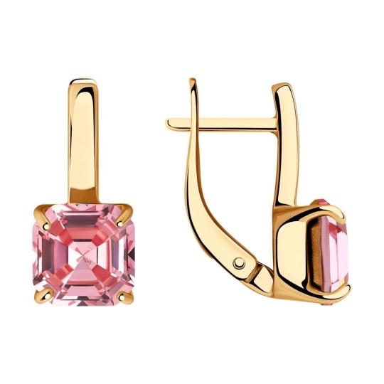 Серьги из серебра с позолотой и кристаллами Swarovski