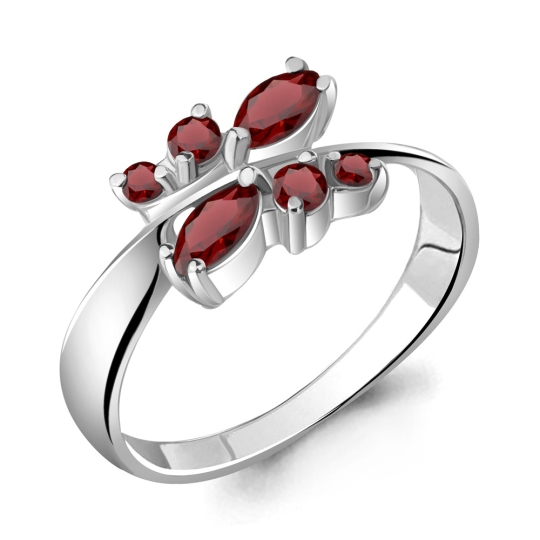 Кольцо из серебра с гранатами