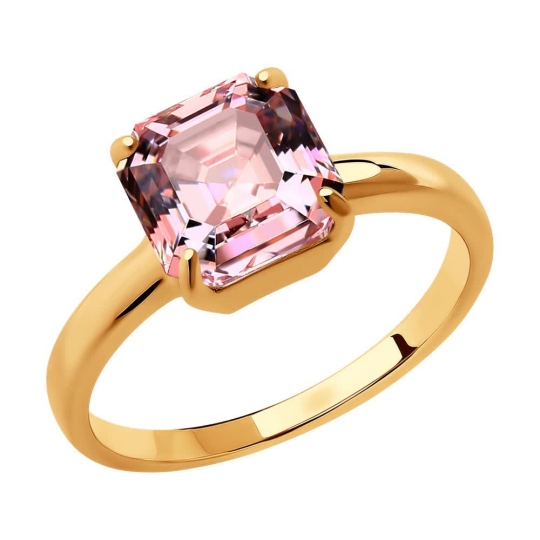 Кольцо из серебра с позолотой и кристаллом Swarovski