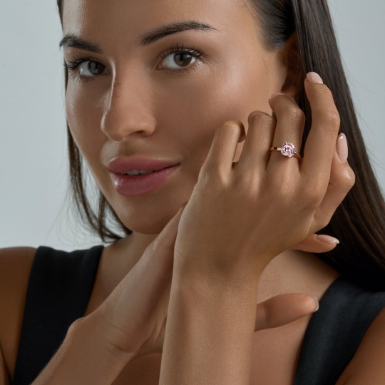 Кольцо из серебра с позолотой и кристаллом Swarovski