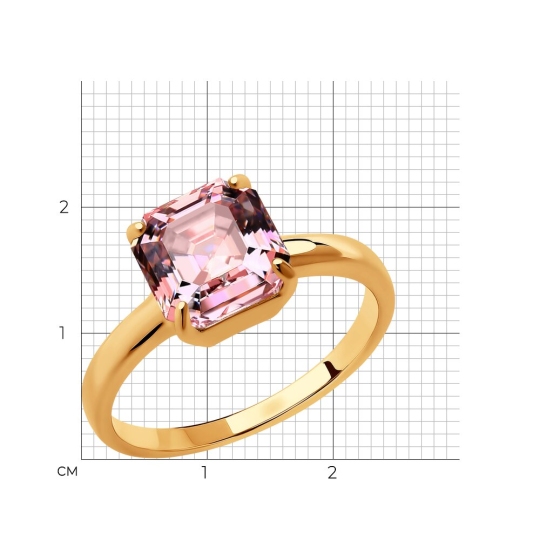 Кольцо из серебра с позолотой и кристаллом Swarovski