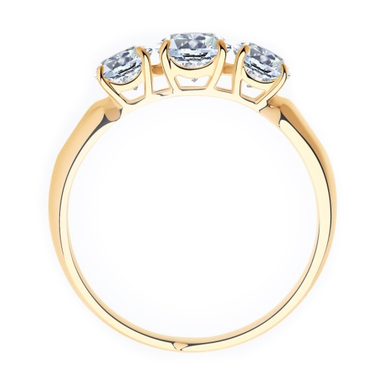 Кольцо из серебра с позолотой и фианитами