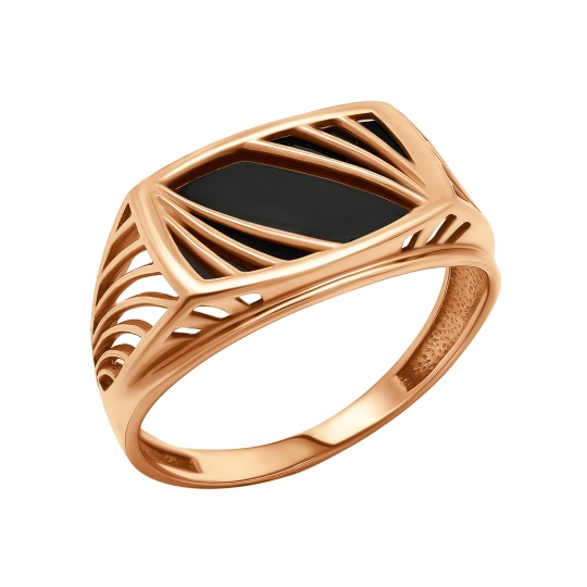 Кольцо-печатка из золота с ониксом