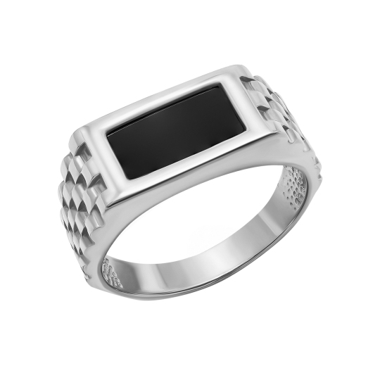 Кольцо-печатка из серебра с ониксом