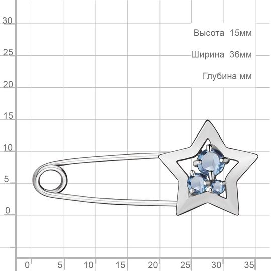 Брошь из серебра с топазами