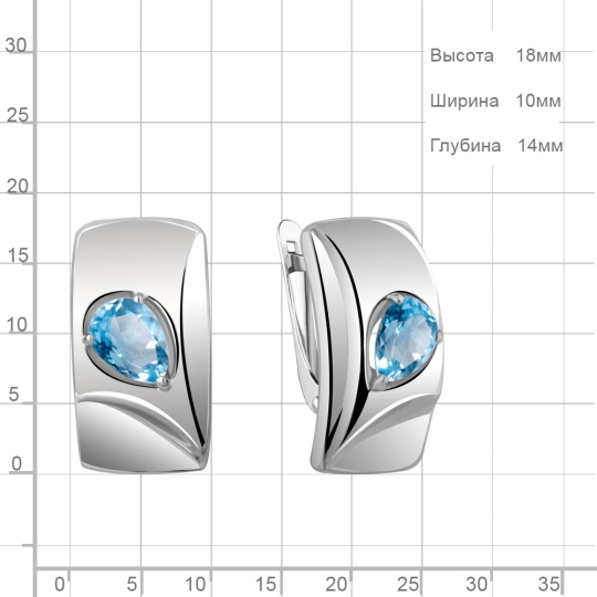 Серьги из серебра с топазами