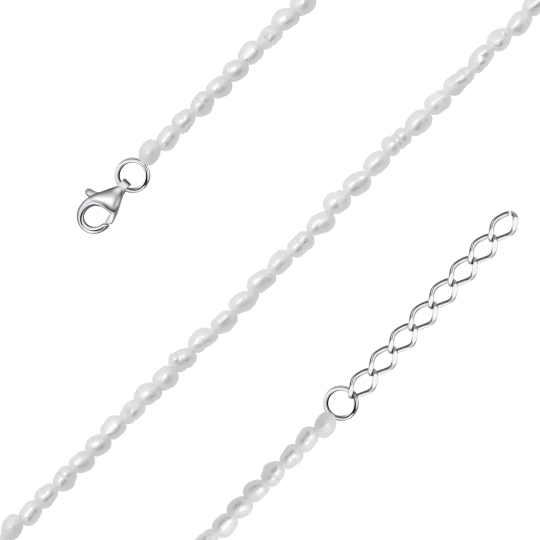 Колье-чокер из жемчуга с серебряными вставками