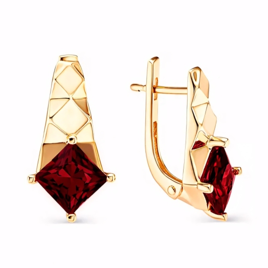 Серьги из золота с гранатами