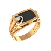 Кольцо из золота с ониксом и фианитами