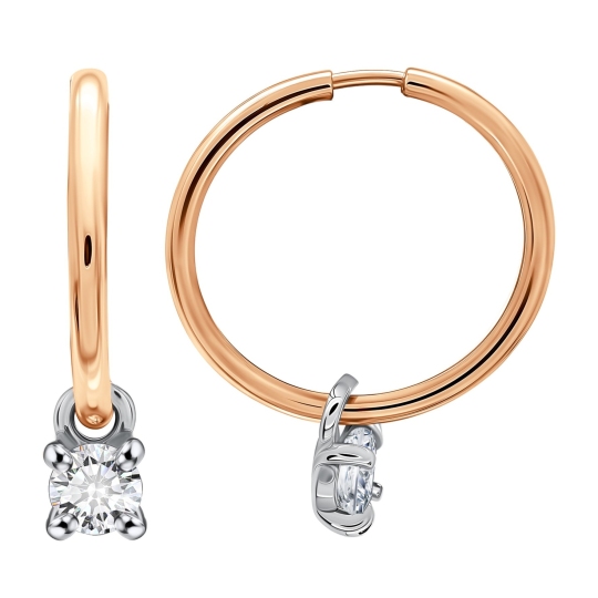 Серьги-трансформеры из золота с фианитами