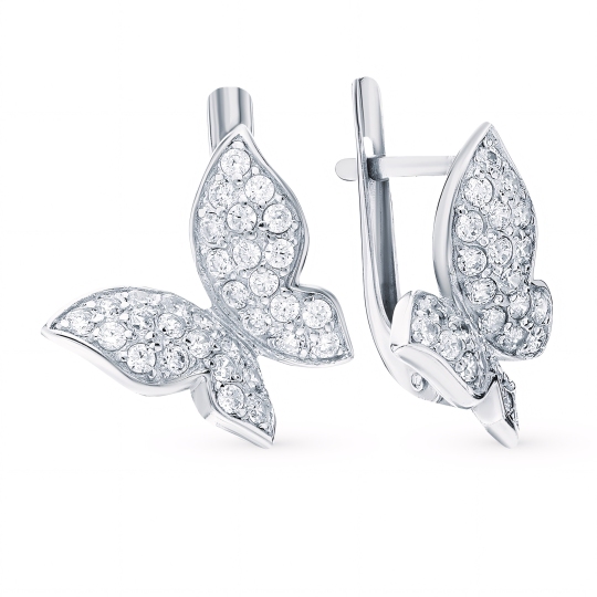Серьги из серебра с фианитами