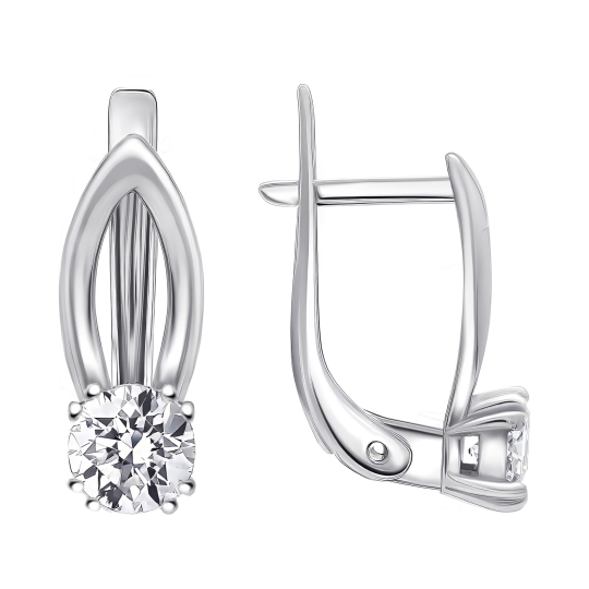 Серьги из серебра с фианитами