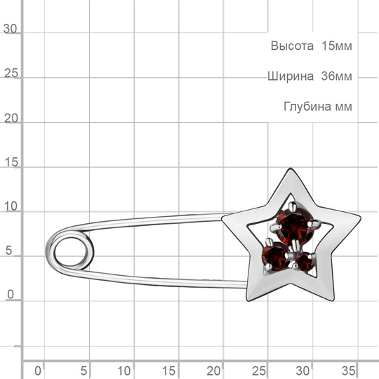 Брошь из серебра с гранатами