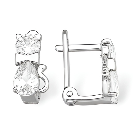 Серьги из серебра с фианитами