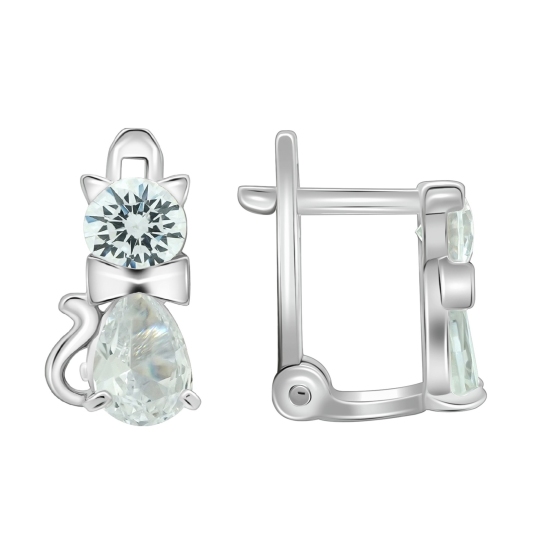 Серьги из серебра с фианитами