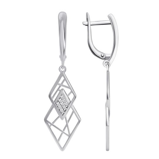 Серьги из серебра с фианитами