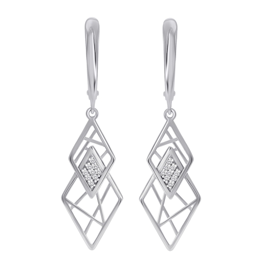 Серьги из серебра с фианитами