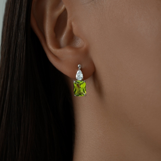 Серьги из серебра с ситаллами и фианитами