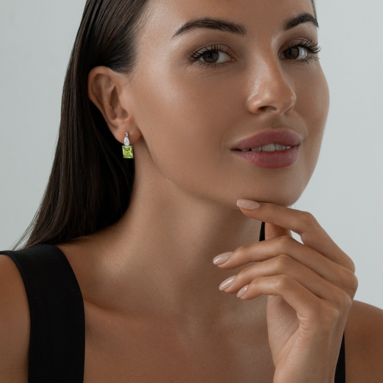 Серьги из серебра с ситаллами и фианитами