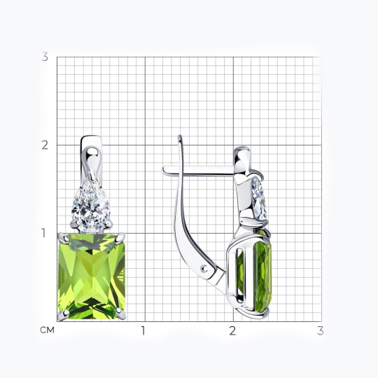 Серьги из серебра с ситаллами и фианитами