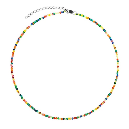 Колье-чокер из шпинели с серебряным замком