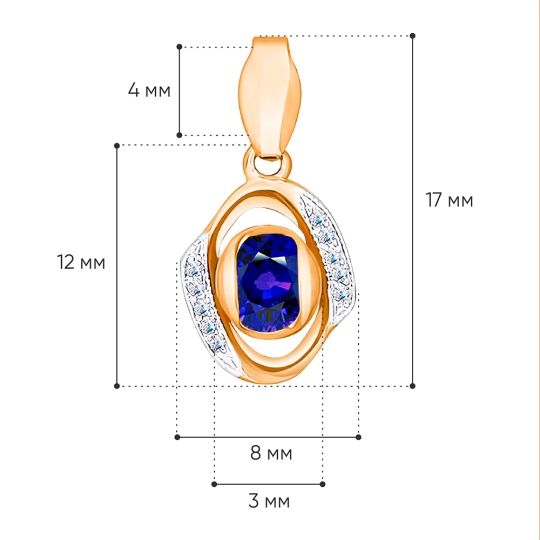 Подвеска из золота с бриллиантами и сапфиром
