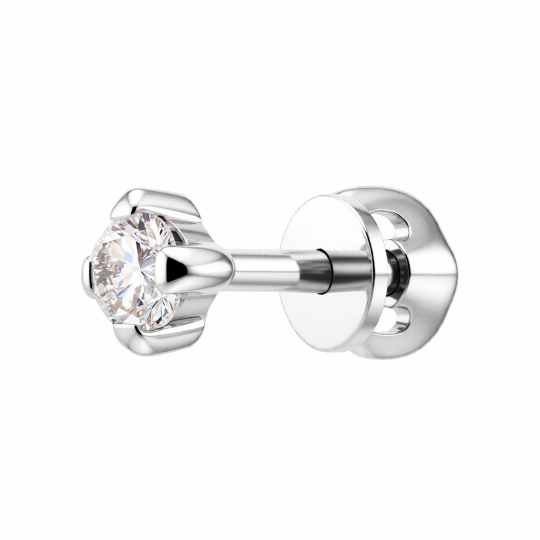 Одиночная серьга из белого золота с бриллиантом