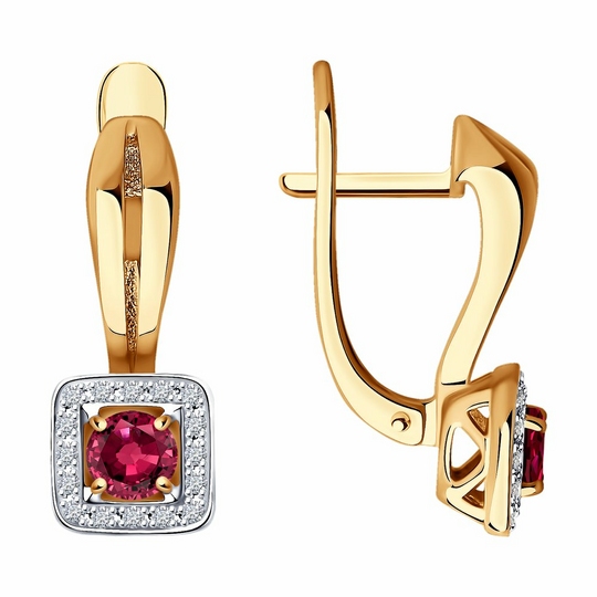 Серьги из золота с бриллиантами и рубинами