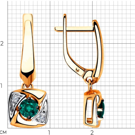 Серьги из золота с бриллиантами и изумрудами