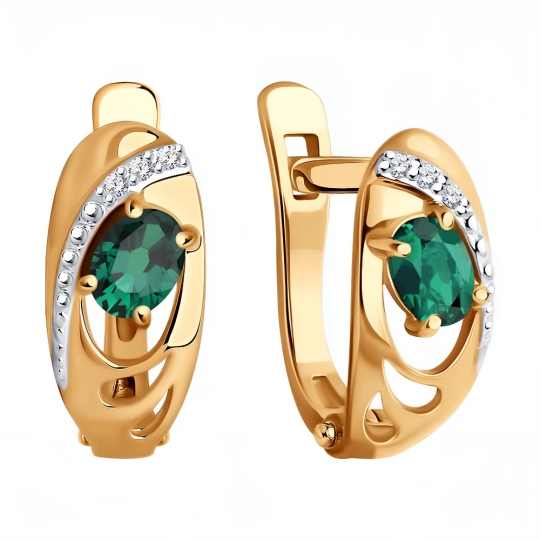 Серьги из золота с бриллиантами и изумрудами