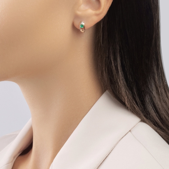 Серьги из золота с бриллиантами и изумрудами