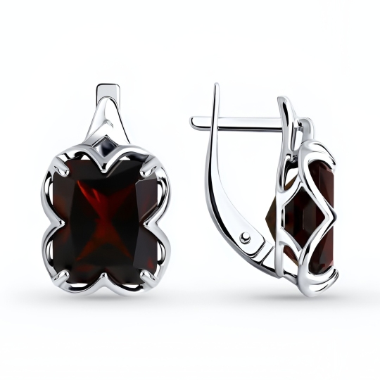 Серьги из серебра с гранатами