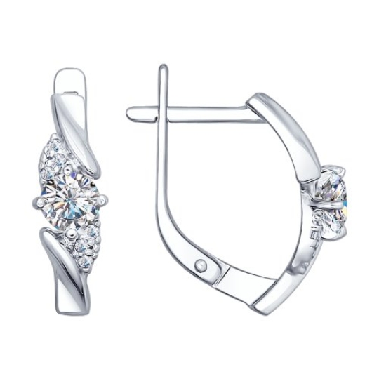 Серьги из серебра с фианитами