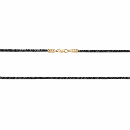 Шнурок из черного текстиля с золотым замком