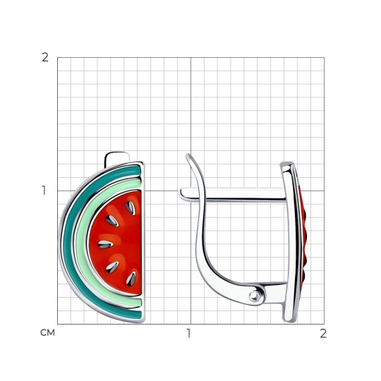 Серьги из серебра с эмалью 