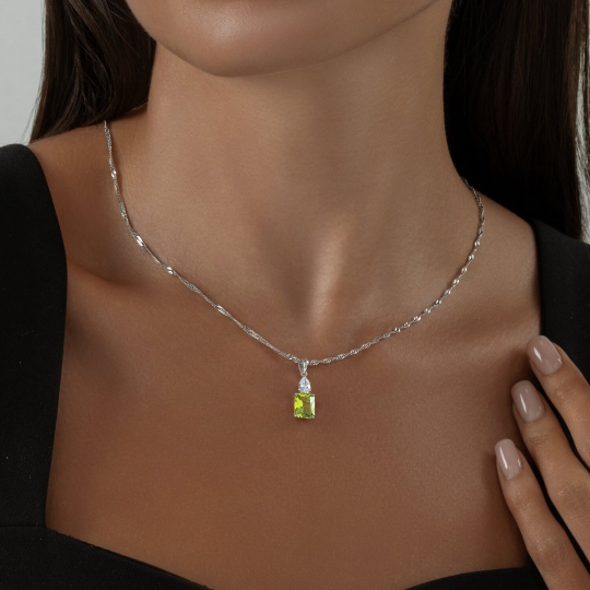 Подвеска из серебра с ситаллом и фианитом