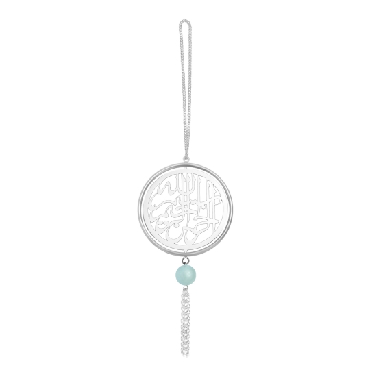 Сувенир-подвеска для авто из серебра с амазонитом 