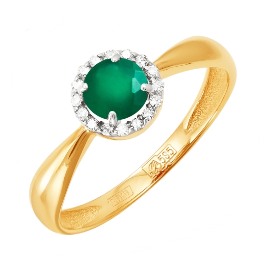 Кольцо из золота с бриллиантами и агатом