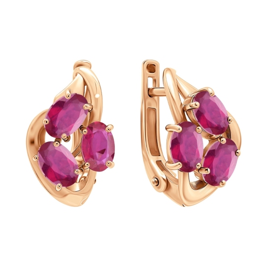 Серьги из золота с рубиновыми корундами