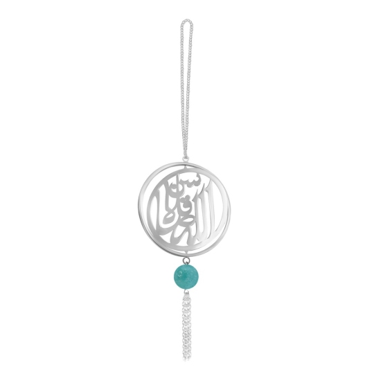 Сувенир-подвеска для авто из серебра с амазонитом