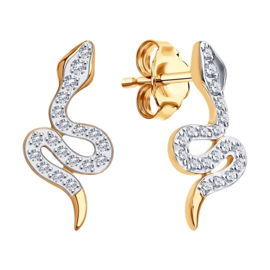 Серьги из золота с фианитами