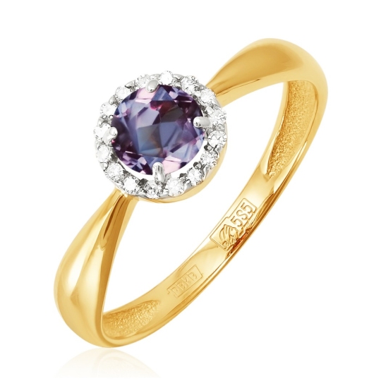 Кольцо из золота с бриллиантами и александритом