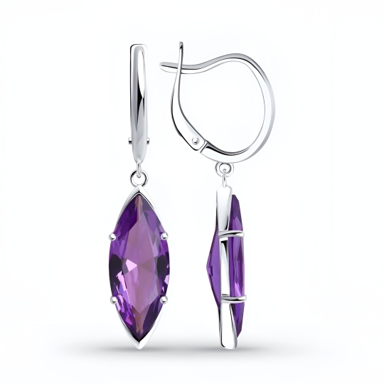 Серьги из серебра с аметистами
