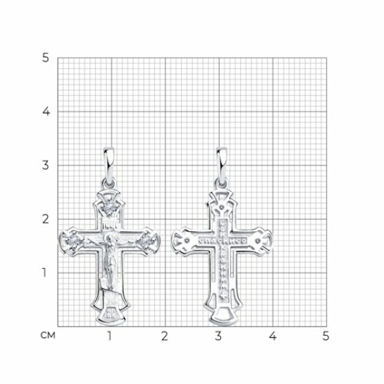 Подвеска-крест из серебра с фианитами