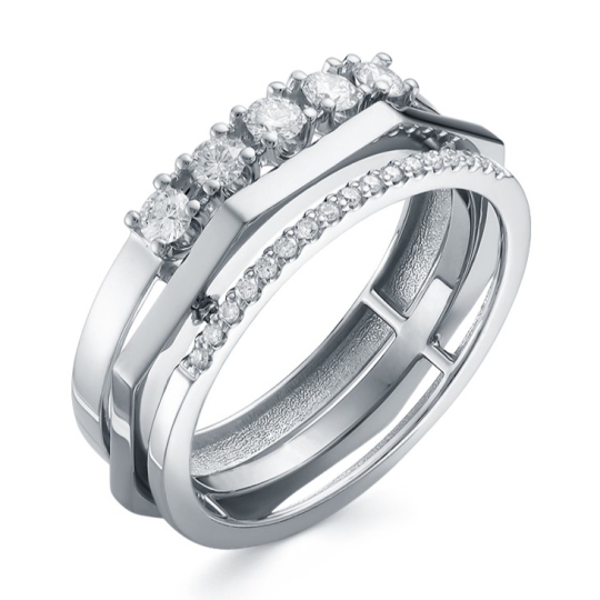 Кольцо из белого золота с бриллиантами