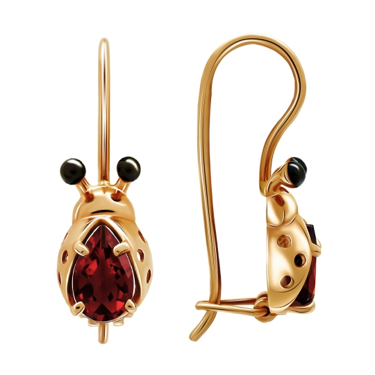 Серьги из золота с гранатами
