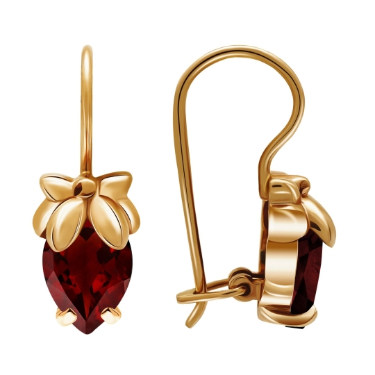 Серьги из золота с гранатами